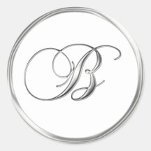 B-Monogramm-Buchstabe-Splitter auf weißem Hochzeit Runde Sticker