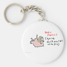 Baby-Affe (rückwärts fahrend auf ein Schwein) Schlüsselband