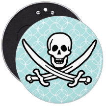 Baby Blue Circles Jolly Roger; Pirate Pins