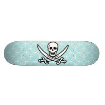 Baby Blue Circles Jolly Roger; Pirate Skateboards