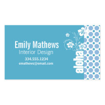 Baby Blue Polka Dots; Aloha Business Cards