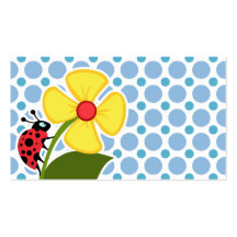 Baby Blue Polka Dots; Ladybug Business Card Template
