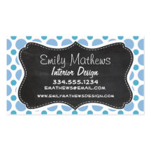 Baby Blue Polka Dots; Vintage Chalkboard Business Card Templates