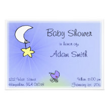 Baby-Buggy und Mond - Babyjungen-Duscheneinladunge