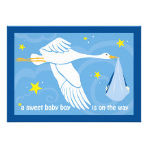 Baby-Duschen-Einladungs-12x18 - Baby-Junge