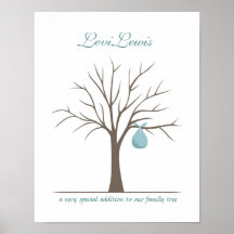 Baby-Fingerabdruck-Baum - Blau Plakatdrucke