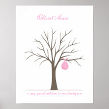 Baby-Fingerabdruck-Baum - Rosa Poster