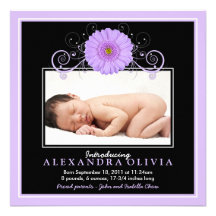 Baby-Foto-Gänseblümchen-Geburts-Mitteilung Personalisierte Ankündigung
