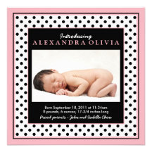 Baby-Foto-Tupfen-Geburts-Mitteilung Individuelle Einladungskarten