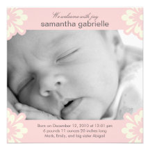 Baby-Geburts-Mitteilung - Blumenecken Personalisierte Einladungskarten
