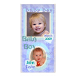 Baby-Jungen-blaue u. lila Vintage Foto-Karte Foto Karten Vorlage