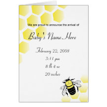 Baby-Mitteilungs-Hummel-Biene und Bienenstock Grußkarten