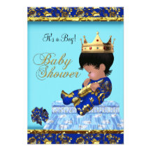 Baby Shower Blue Gold Boy prince Custom Invite