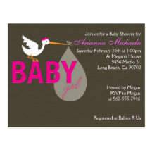 Baby-Storch-Babyparty-Einladung Postkarte