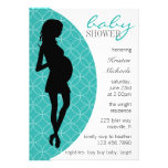 Baby-Stoß-Silhouette laden ein [aquamarin] Personalisierte Ankündigungskarte