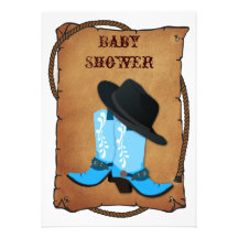 Babyblau-Cowboystiefel-Westernmama-Babydusche Personalisierte Ankündigungen