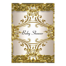 Babyparty-Goldcreme-neutrale Person Individuelle Ankündigskarten