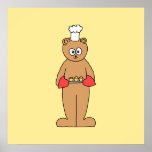 Bäcker-Koch mit kleinen Kuchen Plakat