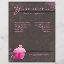 Bäckerei-Flyer-Kuchen-Rosa-Blumenherz Brown