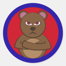 Bad angry bear runde aufkleber