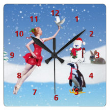 Ballerina in der Winter-Märchenland-Uhr