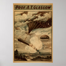 Ballon-Fallschirm VARIETÉ Plakat Prof-GLASGOW