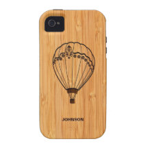 Bambusblick u. gravierter niedlicher Heißluft-Ball iPhone 4/4S Cover