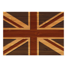 Bambusblick u. gravierter Vintager BRITISCHER Flag Ankündigungskarten