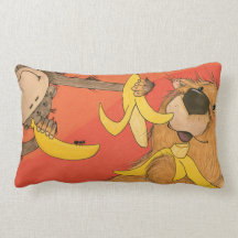 Bananen-Bär und Affe/Amerikaner MoJo Pillows Zierkissen