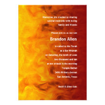 Bar Mitzvah Rot und Orange Personalisierte Einladungskarten