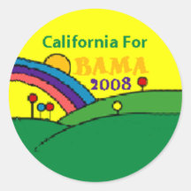 Barack Obama Kalifornien Regenbogen Runder Aufkleber