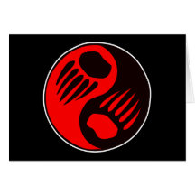 Bärentatze Yin Yang Schwarzes Grußkarten