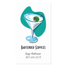 Barkeeper Martini glass_teal Visitenkarten Vorlage