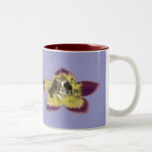 Basenji Welpe küsst Becher Kaffee Tasse