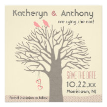 Baum-Liebe-Vogel-Save the Date flaches Karten-Quad Einladungskarten