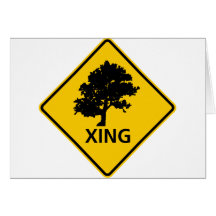 Baum-Überfahrt-Landstraßen-Zeichen Grußkarten