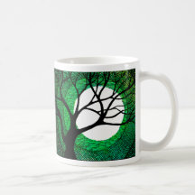 Baum und Mond - Grün Kaffeetassen