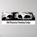 Bayerisches Jagd-Häuschen - wilder Eber, Wildschwe Plakat