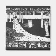 Beardsley Kunst Nouveau Schwarzweiss-Frau Kühlschrankmagnet