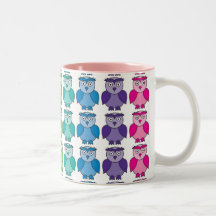 Becher - niedliches Regenbogen-Eulen-Muster Haferl
