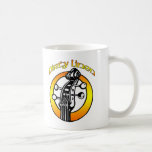 Becherschmutziges Leinenlogo orange u. gelb Teetasse