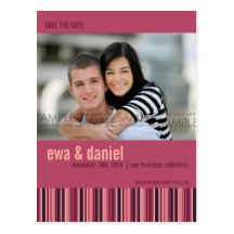 Beeren-Streifen:: Save the Date Foto-Postkarte