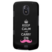Behalten Sie Ruhe und machen Sie rosa Schnurrbart  Samsung Galaxy Nexus Cover
