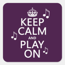 Behalten Sie Ruhe und Spiel an - Musiknoten - alle Quadratsticker