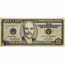 Ben Bernanke Milliarde Dollarschein-Druck-Skulptur Fotoausschnitt