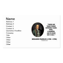 Benjamin Franklin drei Sachen extrem stark Visitenkarten