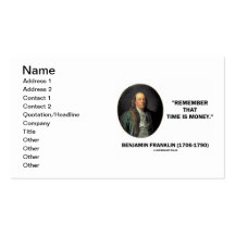 Benjamin Franklin erinnern sich an den Zeit ist Ge Visitenkarte