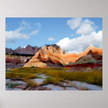 Berge u. Himmel in den Ödländern N.P. - Realismus Plakatdruck