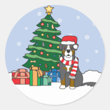 Bernese Gebirgshunde-und -weihnachtsbaum Runde Aufkleber