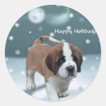 Bernhardiner-Welpen-Weihnachtsgeschenke Runder Sticker
